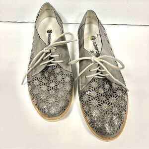 Remonte steel sparkling grey leather loafers. Sz 9